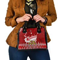 Tonga King Tupou I Day Shoulder Handbag Tongan Ngatu Pattern With Crown LT14 - Polynesian Pride