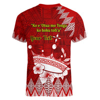 Personalised Tonga King Tupou I Day Women V Neck T Shirt Tongan Ngatu Pattern With Crown LT14 - Polynesian Pride