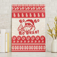 Red Mele Kalikimaka Hawaii Canvas Wall Art Funny Ho Ho Ho Santa Shaka LT14 Without Frame Red - Polynesian Pride
