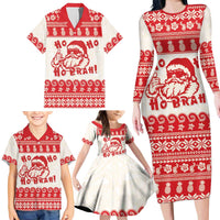 Red Mele Kalikimaka Hawaii Family Matching Long Sleeve Bodycon Dress and Hawaiian Shirt Funny Ho Ho Ho Santa Shaka LT14 - Polynesian Pride