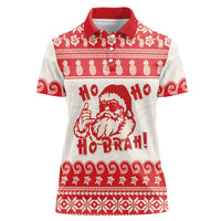 Red Mele Kalikimaka Hawaii Women Polo Shirt Funny Ho Ho Ho Santa Shaka - Polynesian Pride