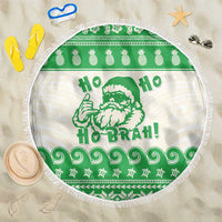 Green Mele Kalikimaka Hawaii Beach Blanket Funny Ho Ho Ho Santa Shaka LT14 One Size 150cm Green - Polynesian Pride