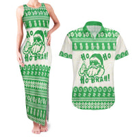 Green Mele Kalikimaka Hawaii Couples Matching Tank Maxi Dress and Hawaiian Shirt Funny Ho Ho Ho Santa Shaka LT14 Green - Polynesian Pride