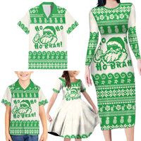 Green Mele Kalikimaka Hawaii Family Matching Long Sleeve Bodycon Dress and Hawaiian Shirt Funny Ho Ho Ho Santa Shaka LT14 - Polynesian Pride