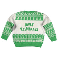 Green Mele Kalikimaka Hawaii Kid Ugly Christmas Sweater Funny Ho Ho Ho Santa Shaka - Polynesian Pride