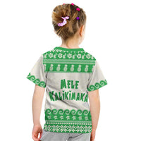 Green Mele Kalikimaka Hawaii Kid T Shirt Funny Ho Ho Ho Santa Shaka - Polynesian Pride
