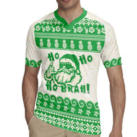 Green Mele Kalikimaka Hawaii Rugby Jersey Funny Ho Ho Ho Santa Shaka - Polynesian Pride