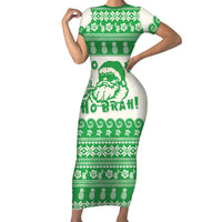 Green Mele Kalikimaka Hawaii Short Sleeve Bodycon Dress Funny Ho Ho Ho Santa Shaka - Polynesian Pride