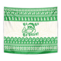 Green Mele Kalikimaka Hawaii Tapestry Funny Ho Ho Ho Santa Shaka LT14 - Polynesian Pride