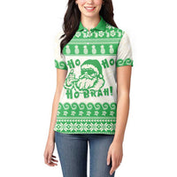 Green Mele Kalikimaka Hawaii Women Polo Shirt Funny Ho Ho Ho Santa Shaka - Polynesian Pride
