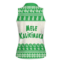 Green Mele Kalikimaka Hawaii Women Sleeveless Polo Shirt Funny Ho Ho Ho Santa Shaka LT14 - Polynesian Pride