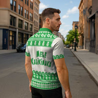 Green Mele Kalikimaka Hawaii Zipper Polo Shirt Funny Ho Ho Ho Santa Shaka - Polynesian Pride