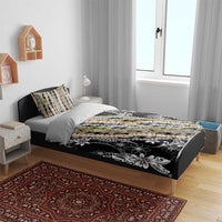 Black Palaka Hawaii Leis Bedding Set Hawaiian-plaid Elegant Tropical Vibes - Polynesian Pride
