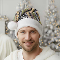 Black Palaka Hawaii Leis Christmas Santa Hat Hawaiian-plaid Elegant Tropical Vibes - Polynesian Pride