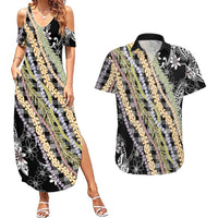 Black Palaka Hawaii Leis Couples Matching Summer Maxi Dress and Hawaiian Shirt Hawaiian-plaid Elegant Tropical Vibes LT14 Black - Polynesian Pride