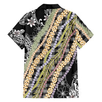 Black Palaka Hawaii Leis Family Matching Off Shoulder Maxi Dress and Hawaiian Shirt Hawaiian-plaid Elegant Tropical Vibes LT14 - Polynesian Pride