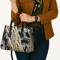 Black Palaka Hawaii Leis Leather Bag Hawaiian-plaid Elegant Tropical Vibes - Polynesian Pride