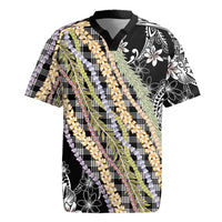 Black Palaka Hawaii Leis Rugby Jersey Hawaiian-plaid Elegant Tropical Vibes - Polynesian Pride