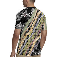 Black Palaka Hawaii Leis Rugby Jersey Hawaiian-plaid Elegant Tropical Vibes - Polynesian Pride