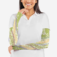 Green Palaka Hawaii Leis Arm Sleeves Hawaiian-plaid Elegant Tropical Vibes - Polynesian Pride