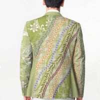 Green Palaka Hawaii Leis Blazer Hawaiian-plaid Elegant Tropical Vibes - Polynesian Pride