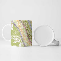 Green Palaka Hawaii Leis Ceramic Mug Hawaiian-plaid Elegant Tropical Vibes LT14 - Polynesian Pride