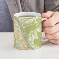 Green Palaka Hawaii Leis Ceramic Mug Hawaiian-plaid Elegant Tropical Vibes LT14 - Polynesian Pride