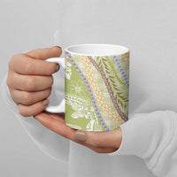 Green Palaka Hawaii Leis Ceramic Mug Hawaiian-plaid Elegant Tropical Vibes LT14 - Polynesian Pride