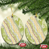 Green Palaka Hawaii Leis Ceramic Ornament Hawaiian-plaid Elegant Tropical Vibes - Polynesian Pride