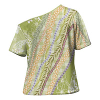 Green Palaka Hawaii Leis Cross Shoulder Shirt Hawaiian-plaid Elegant Tropical Vibes - Polynesian Pride