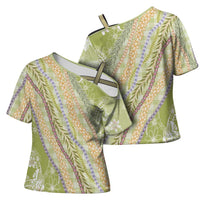 Green Palaka Hawaii Leis Cross Shoulder Shirt Hawaiian-plaid Elegant Tropical Vibes - Polynesian Pride