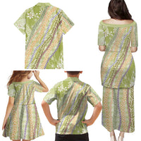 Green Palaka Hawaii Leis Family Matching Puletasi and Hawaiian Shirt Hawaiian-plaid Elegant Tropical Vibes LT14 - Polynesian Pride