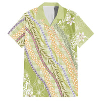 Green Palaka Hawaii Leis Family Matching Tank Maxi Dress and Hawaiian Shirt Hawaiian-plaid Elegant Tropical Vibes LT14 Dad's Shirt - Short Sleeve Green - Polynesian Pride