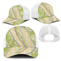 Green Palaka Hawaii Leis Mesh Trucker Cap Hawaiian-plaid Elegant Tropical Vibes - Polynesian Pride