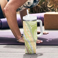 Green Palaka Hawaii Leis Tumbler With Handle Hawaiian-plaid Elegant Tropical Vibes LT14 - Polynesian Pride