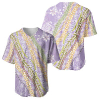Purple Palaka Hawaii Leis Baseball Jersey Hawaiian-plaid Elegant Tropical Vibes - Polynesian Pride