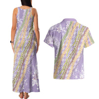 Purple Palaka Hawaii Leis Couples Matching Tank Maxi Dress and Hawaiian Shirt Hawaiian-plaid Elegant Tropical Vibes LT14 - Polynesian Pride