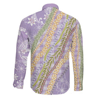 Purple Palaka Hawaii Leis Family Matching Long Sleeve Bodycon Dress and Hawaiian Shirt Hawaiian-plaid Elegant Tropical Vibes LT14 - Polynesian Pride