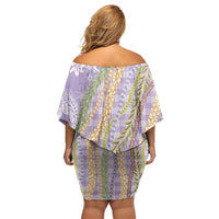 Purple Palaka Hawaii Leis Family Matching Off Shoulder Short Dress and Hawaiian Shirt Hawaiian-plaid Elegant Tropical Vibes LT14 - Polynesian Pride