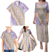 Purple Palaka Hawaii Leis Family Matching Puletasi and Hawaiian Shirt Hawaiian-plaid Elegant Tropical Vibes LT14 - Polynesian Pride