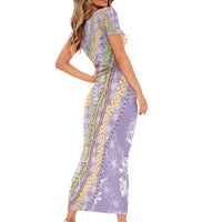 Purple Palaka Hawaii Leis Family Matching Short Sleeve Bodycon Dress and Hawaiian Shirt Hawaiian-plaid Elegant Tropical Vibes LT14 - Polynesian Pride
