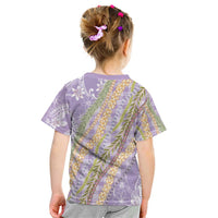 Purple Palaka Hawaii Leis Kid T Shirt Hawaiian-plaid Elegant Tropical Vibes - Polynesian Pride