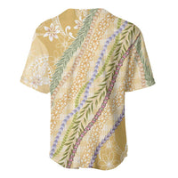 Yellow Palaka Hawaii Leis Baseball Jersey Hawaiian-plaid Elegant Tropical Vibes - Polynesian Pride