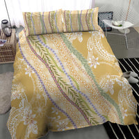 Yellow Palaka Hawaii Leis Bedding Set Hawaiian-plaid Elegant Tropical Vibes - Polynesian Pride