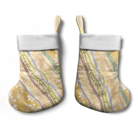 Yellow Palaka Hawaii Leis Christmas Stocking Hawaiian-plaid Elegant Tropical Vibes - Polynesian Pride