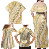 Yellow Palaka Hawaii Leis Family Matching Off Shoulder Maxi Dress and Hawaiian Shirt Hawaiian-plaid Elegant Tropical Vibes LT14 - Polynesian Pride