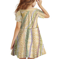 Yellow Palaka Hawaii Leis Family Matching Off Shoulder Short Dress and Hawaiian Shirt Hawaiian-plaid Elegant Tropical Vibes LT14 - Polynesian Pride