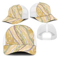 Yellow Palaka Hawaii Leis Mesh Trucker Cap Hawaiian-plaid Elegant Tropical Vibes - Polynesian Pride