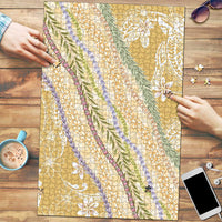 Yellow Palaka Hawaii Leis Puzzle Hawaiian-plaid Elegant Tropical Vibes - Polynesian Pride