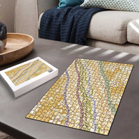 Yellow Palaka Hawaii Leis Puzzle Hawaiian-plaid Elegant Tropical Vibes - Polynesian Pride